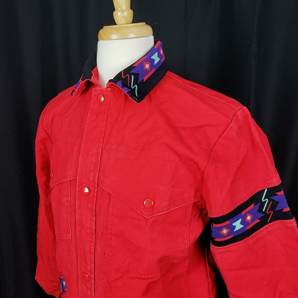 Vintage Made in USA David James Trench Coat with Tribal Accents Size Small - Picture 3 of 4